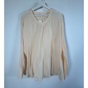 J. Jill Womens Beige Textured Cotton Top Large Scoop Neck Long Sleeve New $58